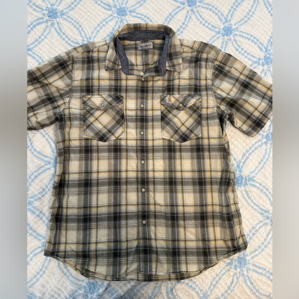 (2) Men’s Carhartt snap up plaid shirts XL - Picture 8 of 13